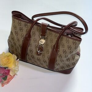 Dooney And Burke Lock It Logo BaG with Dust Bag Registration Card